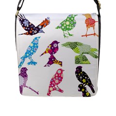 Birds Colorful Floral Funky Flap Messenger Bag (l)  by Amaryn4rt