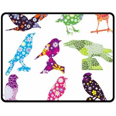 Birds Colorful Floral Funky Double Sided Fleece Blanket (medium) 