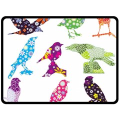 Birds Colorful Floral Funky Double Sided Fleece Blanket (large)  by Amaryn4rt