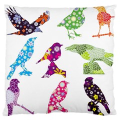 Birds Colorful Floral Funky Standard Flano Cushion Case (one Side)