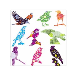 Birds Colorful Floral Funky Small Satin Scarf (square)