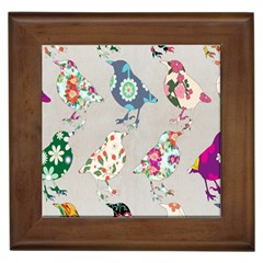 Birds Floral Pattern Wallpaper Framed Tiles by Amaryn4rt