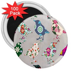 Birds Floral Pattern Wallpaper 3  Magnets (100 Pack) by Amaryn4rt