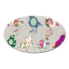 Birds Floral Pattern Wallpaper Oval Magnet by Amaryn4rt