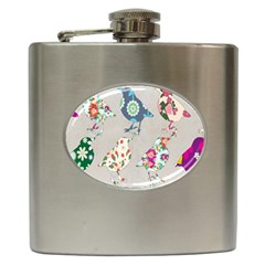 Birds Floral Pattern Wallpaper Hip Flask (6 Oz) by Amaryn4rt