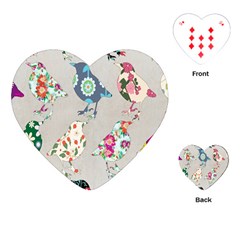 Birds Floral Pattern Wallpaper Playing Cards (heart) 