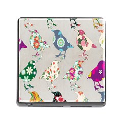 Birds Floral Pattern Wallpaper Memory Card Reader (square) by Amaryn4rt