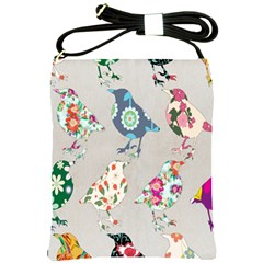 Birds Floral Pattern Wallpaper Shoulder Sling Bags by Amaryn4rt