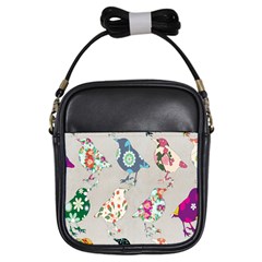 Birds Floral Pattern Wallpaper Girls Sling Bags by Amaryn4rt