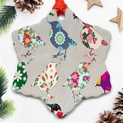 Birds Floral Pattern Wallpaper Ornament (snowflake)