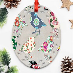 Birds Floral Pattern Wallpaper Ornament (oval Filigree)