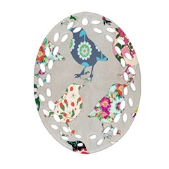 Birds Floral Pattern Wallpaper Oval Filigree Ornament (two Sides)