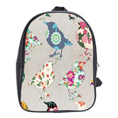 Birds Floral Pattern Wallpaper School Bags (xl)  by Amaryn4rt