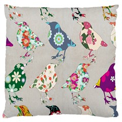 Birds Floral Pattern Wallpaper Large Flano Cushion Case (one Side) by Amaryn4rt