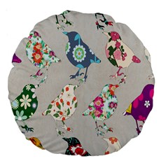 Birds Floral Pattern Wallpaper Large 18  Premium Flano Round Cushions