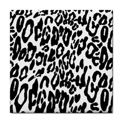 Black And White Leopard Skin Tile Coasters by Amaryn4rt