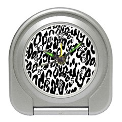 Black And White Leopard Skin Travel Alarm Clocks by Amaryn4rt