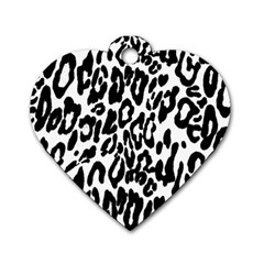 Black And White Leopard Skin Dog Tag Heart (one Side) by Amaryn4rt