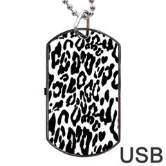 Black And White Leopard Skin Dog Tag Usb Flash (one Side)