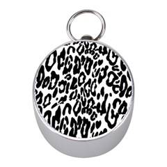 Black And White Leopard Skin Mini Silver Compasses