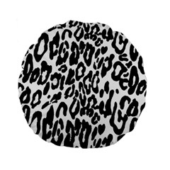 Black And White Leopard Skin Standard 15  Premium Flano Round Cushions by Amaryn4rt