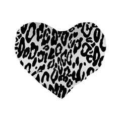 Black And White Leopard Skin Standard 16  Premium Flano Heart Shape Cushions