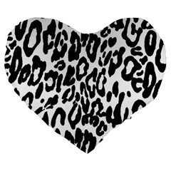 Black And White Leopard Skin Large 19  Premium Flano Heart Shape Cushions