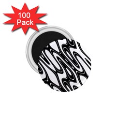 Black And White Wave Abstract 1 75  Magnets (100 Pack)  by Amaryn4rt