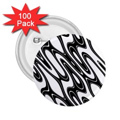 Black And White Wave Abstract 2 25  Buttons (100 Pack)  by Amaryn4rt