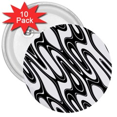 Black And White Wave Abstract 3  Buttons (10 Pack)  by Amaryn4rt