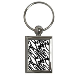 Black And White Wave Abstract Key Chains (rectangle)  by Amaryn4rt