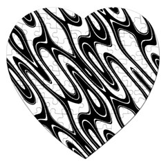 Black And White Wave Abstract Jigsaw Puzzle (heart) by Amaryn4rt