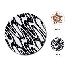 Black And White Wave Abstract Playing Cards (round) 