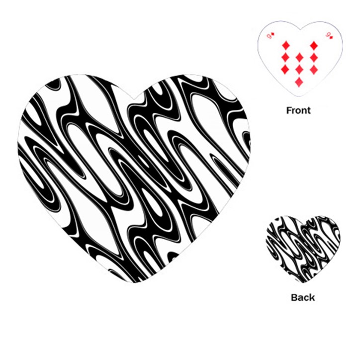 Black And White Wave Abstract Playing Cards (Heart) 