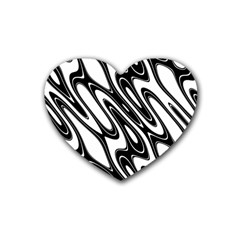 Black And White Wave Abstract Rubber Coaster (heart)  by Amaryn4rt