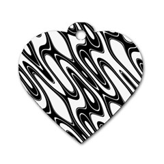 Black And White Wave Abstract Dog Tag Heart (two Sides) by Amaryn4rt