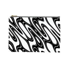 Black And White Wave Abstract Cosmetic Bag (large)  by Amaryn4rt