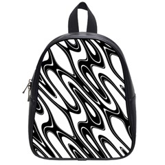 Black And White Wave Abstract School Bags (small)  by Amaryn4rt