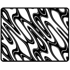 Black And White Wave Abstract Fleece Blanket (medium)  by Amaryn4rt