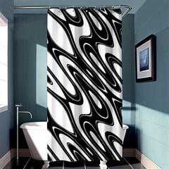 Black And White Wave Abstract Shower Curtain 36  X 72  (stall) 