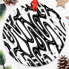 Black And White Wave Abstract Ornament (round Filigree)