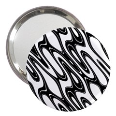 Black And White Wave Abstract 3  Handbag Mirrors by Amaryn4rt