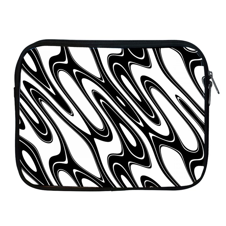 Black And White Wave Abstract Apple iPad 2/3/4 Zipper Cases