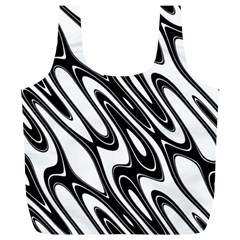 Black And White Wave Abstract Full Print Recycle Bags (l)  by Amaryn4rt