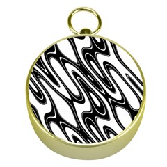 Black And White Wave Abstract Gold Compasses by Amaryn4rt