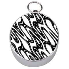 Black And White Wave Abstract Silver Compasses by Amaryn4rt