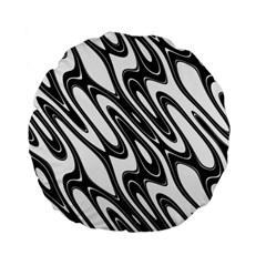 Black And White Wave Abstract Standard 15  Premium Flano Round Cushions by Amaryn4rt