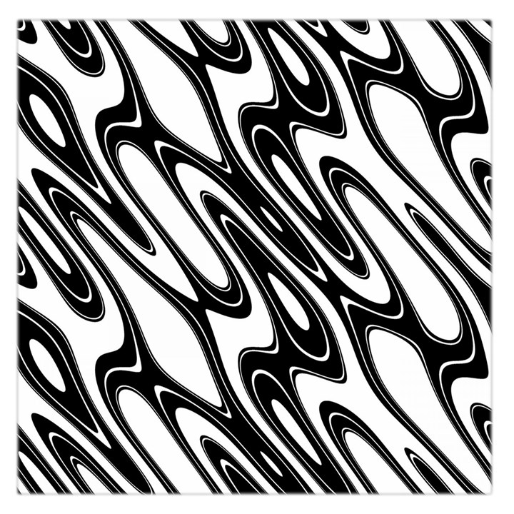 Black And White Wave Abstract Large Satin Scarf (Square)