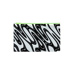 Black And White Wave Abstract Cosmetic Bag (xs)