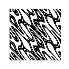 Black And White Wave Abstract Small Satin Scarf (square) by Amaryn4rt